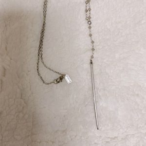 Canvas Brushed Silver-Toned Long Necklace